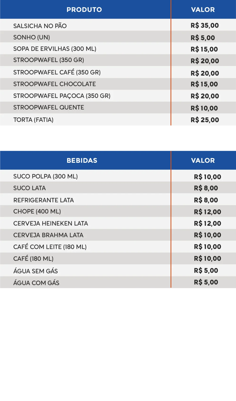 CARDÁPIO PRODUTOS E BEBIDAS 11ª FESTA DOS IMIGRANTES MPHC