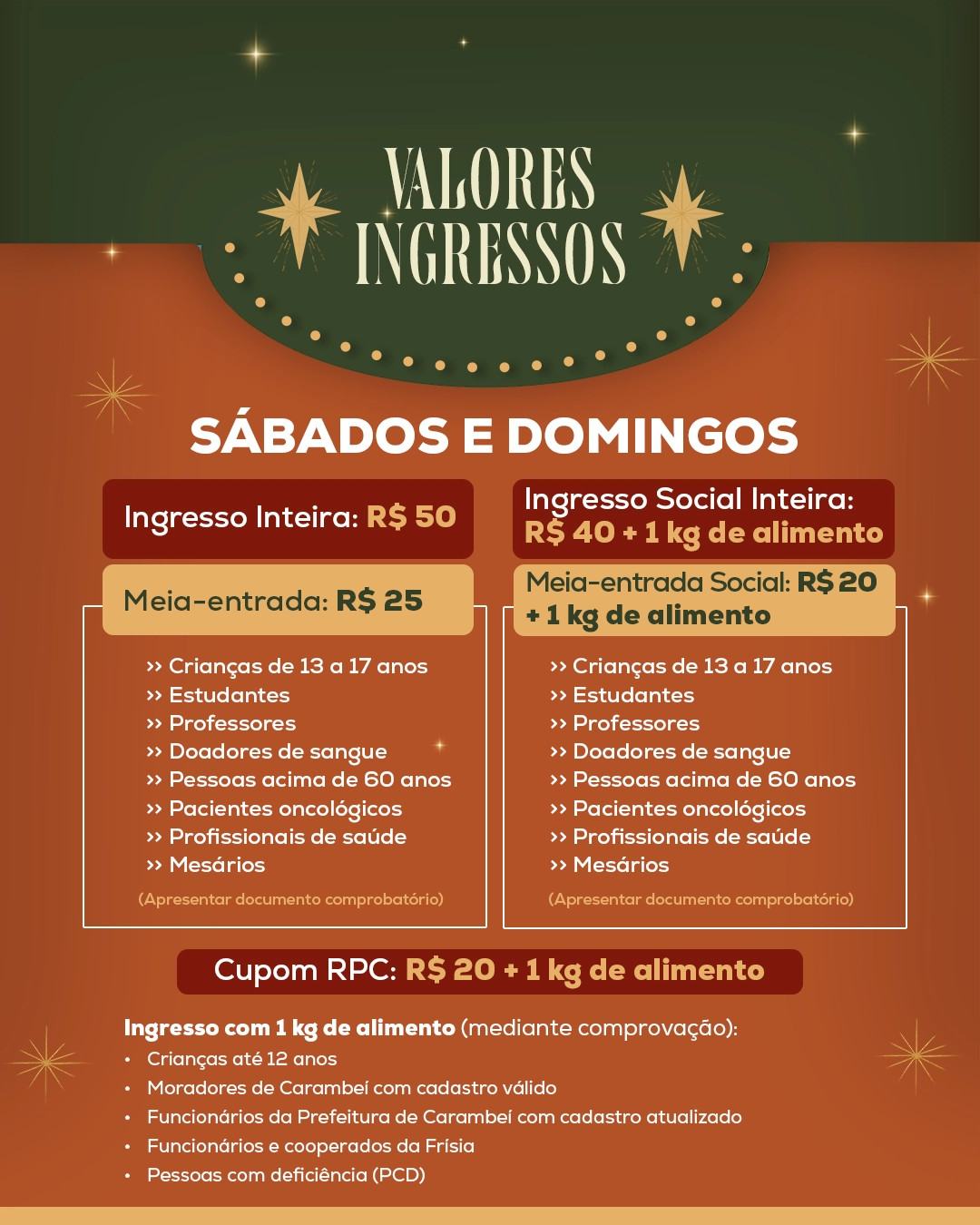 INGRESSO 15º NATAL NO PARQUE - SÁBADOS E DOMINGOS
