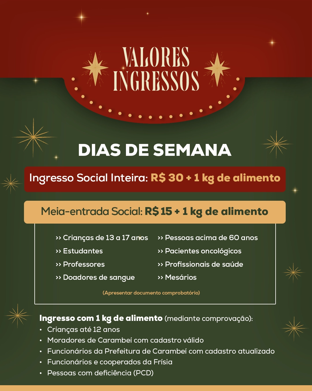 INGRESSO 15º NATAL NO PARQUE - SEGUNDA A SEXTA